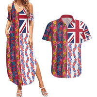 Hawaiian Lei Couples Matching Summer Maxi Dress and Hawaiian Shirt National Flag Striped Style LT03 Red - Polynesian Pride