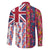 Hawaiian Lei Family Matching Long Sleeve Bodycon Dress and Hawaiian Shirt National Flag Striped Style