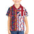 Hawaiian Lei Family Matching Off The Shoulder Long Sleeve Dress and Hawaiian Shirt National Flag Striped Style