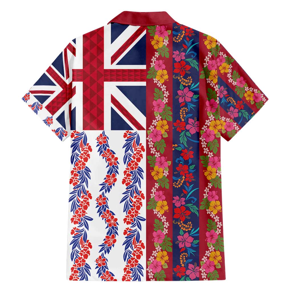 Hawaiian Lei Family Matching Off Shoulder Maxi Dress and Hawaiian Shirt National Flag Striped Style