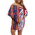 Hawaiian Lei Family Matching Off Shoulder Short Dress and Hawaiian Shirt National Flag Striped Style