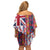 Hawaiian Lei Family Matching Off Shoulder Short Dress and Hawaiian Shirt National Flag Striped Style