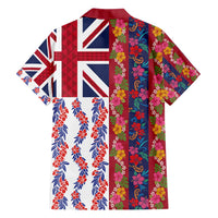Hawaiian Lei Family Matching Short Sleeve Bodycon Dress and Hawaiian Shirt National Flag Striped Style LT03 - Polynesian Pride