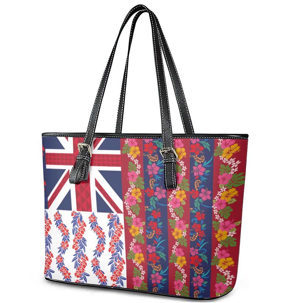 Hawaiian Lei Leather Tote Bag National Flag Striped Style LT03 - Polynesian Pride