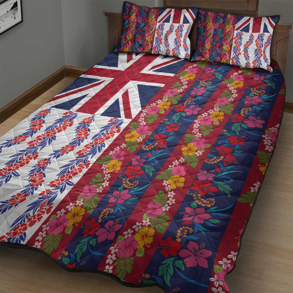 Hawaiian Lei Quilt Bed Set National Flag Striped Style
