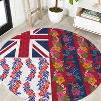 Hawaiian Lei Round Carpet National Flag Striped Style LT03 Red - Polynesian Pride