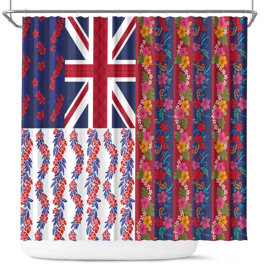 Hawaiian Lei Shower Curtain National Flag Striped Style LT03 Red - Polynesian Pride