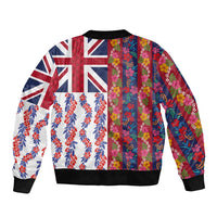 Hawaiian Lei Sleeve Zip Bomber Jacket National Flag Striped Style LT03 - Polynesian Pride