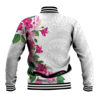 Hawaiian Hibiscus and Art Polynesian Tattoo Baseball Jacket White Color LT03 - Polynesian Pride