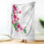 Hawaiian Hibiscus and Art Polynesian Tattoo Blanket White Color