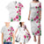 Hawaiian Hibiscus and Art Polynesian Tattoo Family Matching Puletasi and Hawaiian Shirt White Color