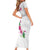 Hawaiian Hibiscus and Art Polynesian Tattoo Family Matching Short Sleeve Bodycon Dress and Hawaiian Shirt White Color