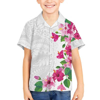 Hawaiian Hibiscus and Art Polynesian Tattoo Kid Hawaiian Shirt White Color LT03 Kid White - Polynesian Pride