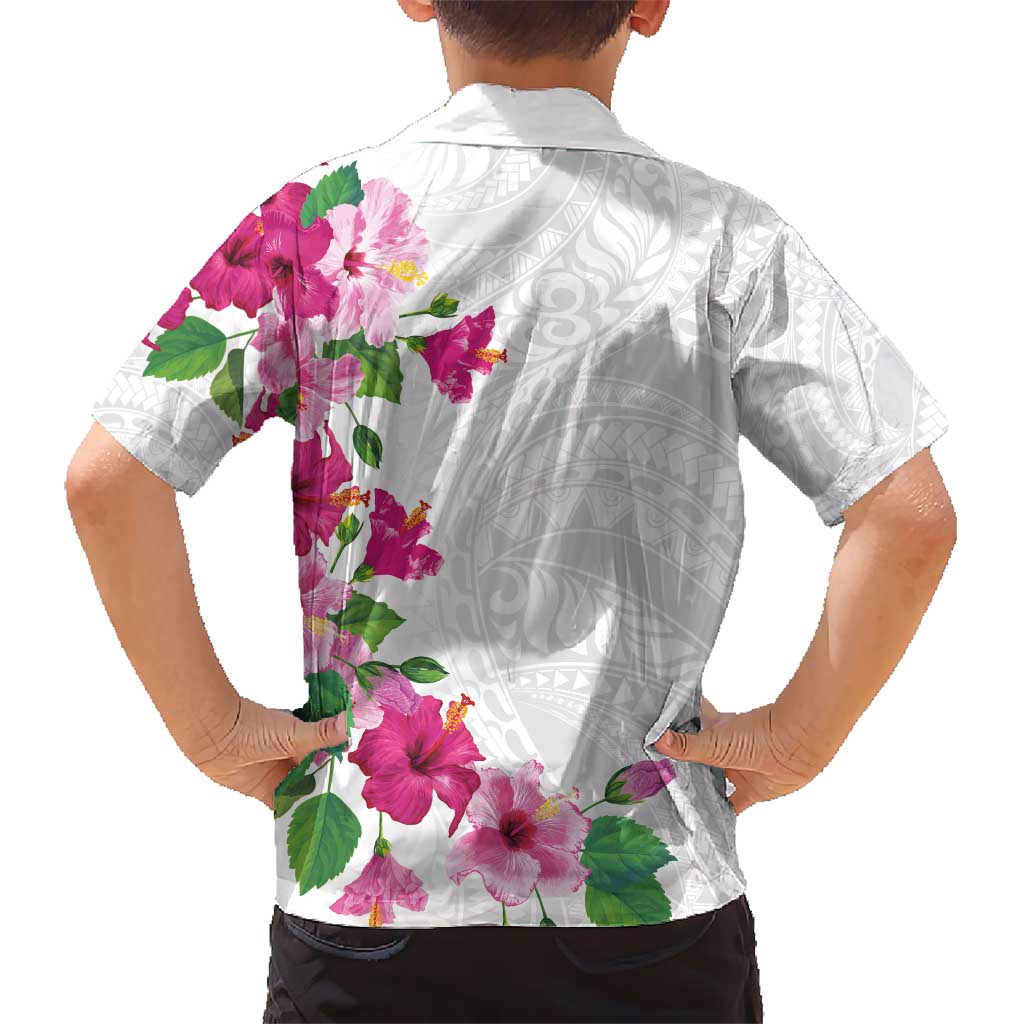 Hawaiian Hibiscus and Art Polynesian Tattoo Kid Hawaiian Shirt White Color LT03 - Polynesian Pride