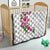 Hawaiian Hibiscus and Art Polynesian Tattoo Quilt White Color