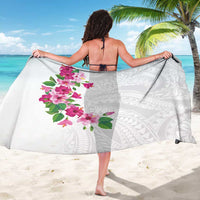 Hawaiian Hibiscus and Art Polynesian Tattoo Sarong White Color
