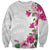 Hawaiian Hibiscus and Art Polynesian Tattoo Sweatshirt White Color