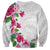 Hawaiian Hibiscus and Art Polynesian Tattoo Sweatshirt White Color