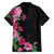 Hawaiian Hibiscus and Art Polynesian Tattoo Family Matching Long Sleeve Bodycon Dress and Hawaiian Shirt Black Color