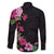 Hawaiian Hibiscus and Art Polynesian Tattoo Family Matching Long Sleeve Bodycon Dress and Hawaiian Shirt Black Color