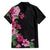 Hawaiian Hibiscus and Art Polynesian Tattoo Family Matching Short Sleeve Bodycon Dress and Hawaiian Shirt Black Color