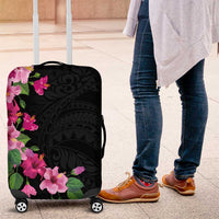 Hawaiian Hibiscus and Art Polynesian Tattoo Luggage Cover Black Color