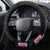 Hawaiian Hibiscus and Art Polynesian Tattoo Steering Wheel Cover Black Color