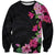 Hawaiian Hibiscus and Art Polynesian Tattoo Sweatshirt Black Color