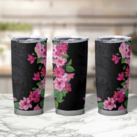Hawaiian Hibiscus and Art Polynesian Tattoo Tumbler Cup Black Color