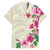Hawaiian Hibiscus and Art Polynesian Tattoo Family Matching Long Sleeve Bodycon Dress and Hawaiian Shirt Beige Color