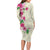 Hawaiian Hibiscus and Art Polynesian Tattoo Family Matching Long Sleeve Bodycon Dress and Hawaiian Shirt Beige Color