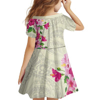 Hawaiian Hibiscus and Art Polynesian Tattoo Family Matching Mermaid Dress and Hawaiian Shirt Beige Color