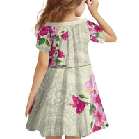 Hawaiian Hibiscus and Art Polynesian Tattoo Family Matching Off Shoulder Maxi Dress and Hawaiian Shirt Beige Color