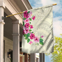 Hawaiian Hibiscus and Art Polynesian Tattoo Garden Flag Beige Color