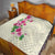 Hawaiian Hibiscus and Art Polynesian Tattoo Quilt Beige Color