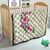 Hawaiian Hibiscus and Art Polynesian Tattoo Quilt Beige Color