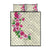 Hawaiian Hibiscus and Art Polynesian Tattoo Quilt Bed Set Beige Color