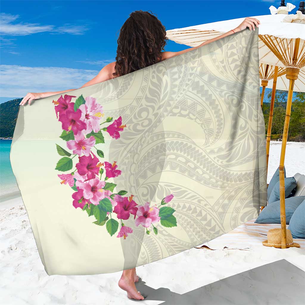 Hawaiian Hibiscus and Art Polynesian Tattoo Sarong Beige Color LT03 One Size 44 x 66 inches Beige - Polynesian Pride
