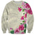 Hawaiian Hibiscus and Art Polynesian Tattoo Sweatshirt Beige Color