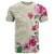 Hawaiian Hibiscus and Art Polynesian Tattoo T Shirt Beige Color