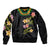 Hawaiian Lei Plumeria and Tropical Leaves Bomber Jacket Watercolor Style