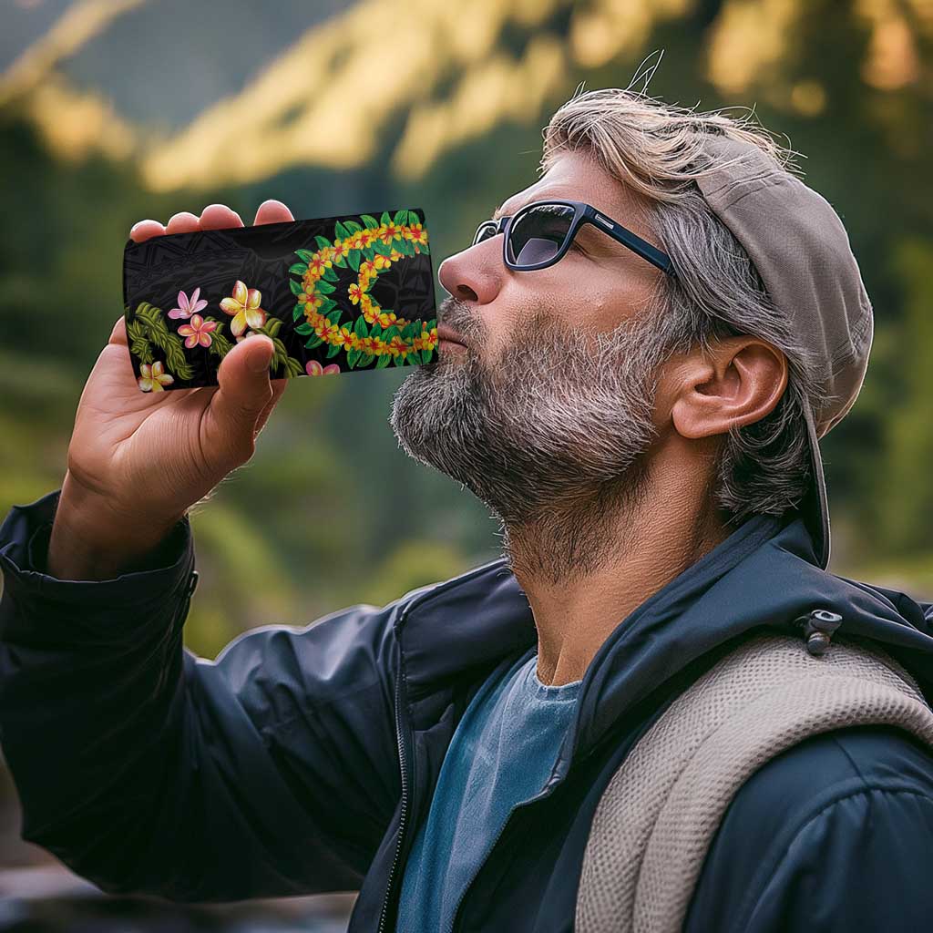 Hawaiian Lei Plumeria and Tropical Leaves 4 in 1 Can Cooler Tumbler Watercolor Style