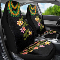 Hawaiian Lei Plumeria and Tropical Leaves Car Seat Cover Watercolor Style