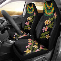 Hawaiian Lei Plumeria and Tropical Leaves Car Seat Cover Watercolor Style