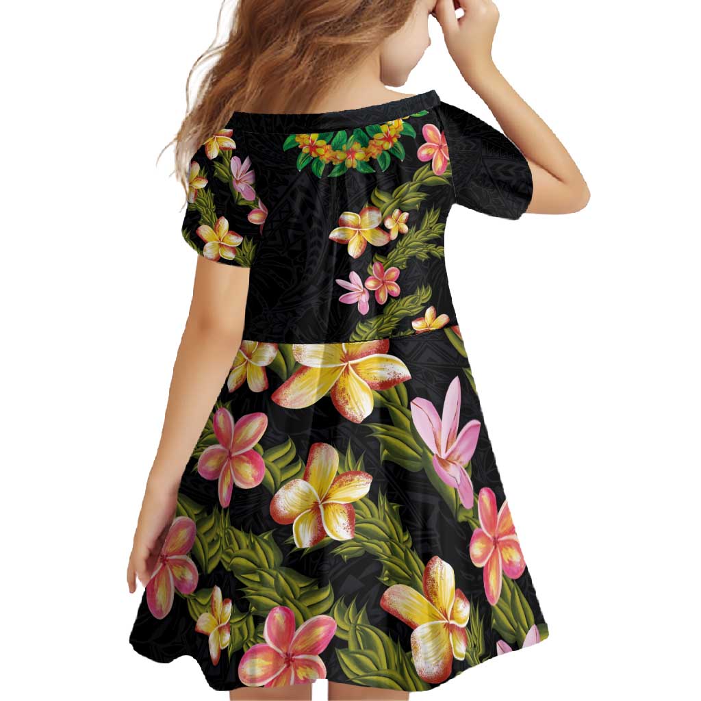 Hawaiian Lei Plumeria and Tropical Leaves Family Matching Short Sleeve Bodycon Dress and Hawaiian Shirt Watercolor Style
