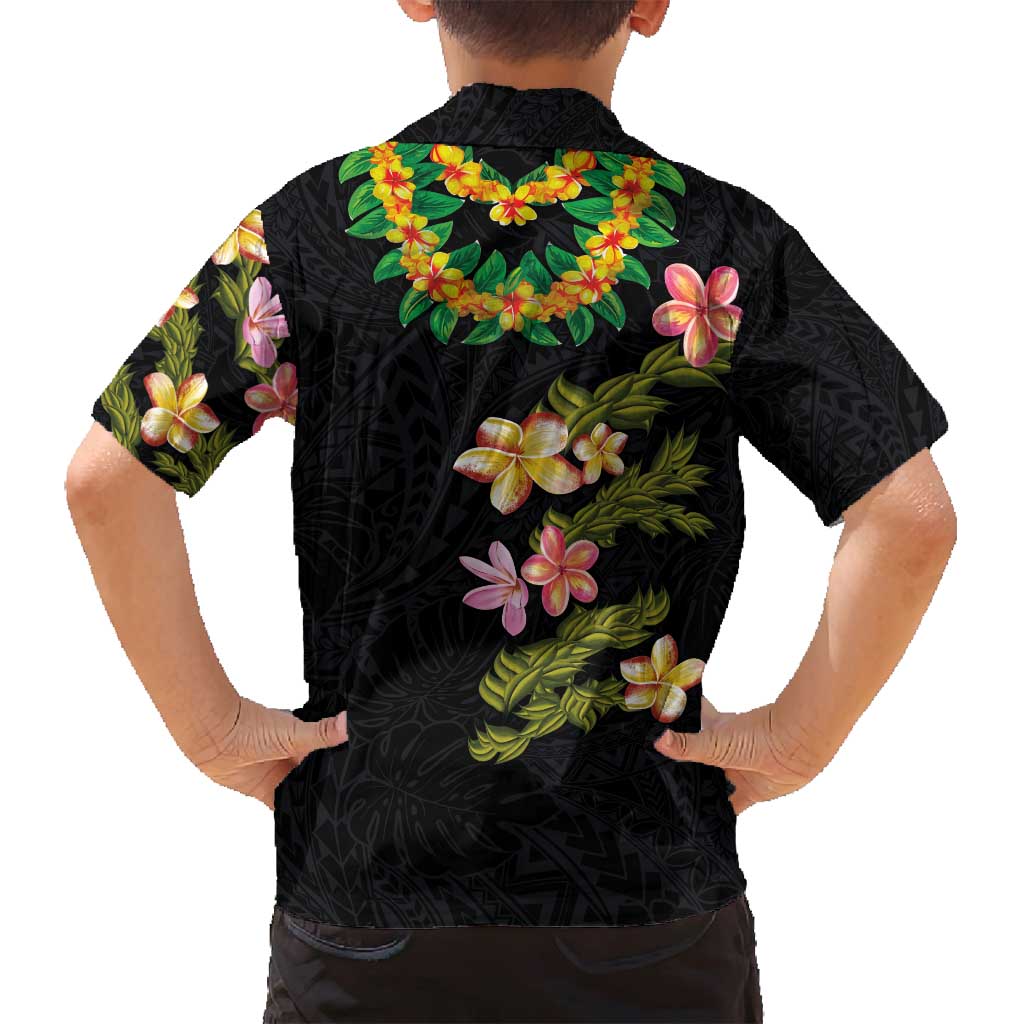 Hawaiian Lei Plumeria and Tropical Leaves Family Matching Summer Maxi Dress and Hawaiian Shirt Watercolor Style