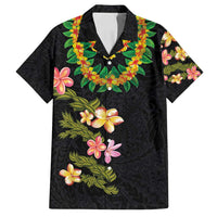 Hawaiian Lei Plumeria and Tropical Leaves Family Matching Summer Maxi Dress and Hawaiian Shirt Watercolor Style