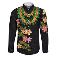 Hawaiian Lei Plumeria and Tropical Leaves Family Matching Summer Maxi Dress and Hawaiian Shirt Watercolor Style
