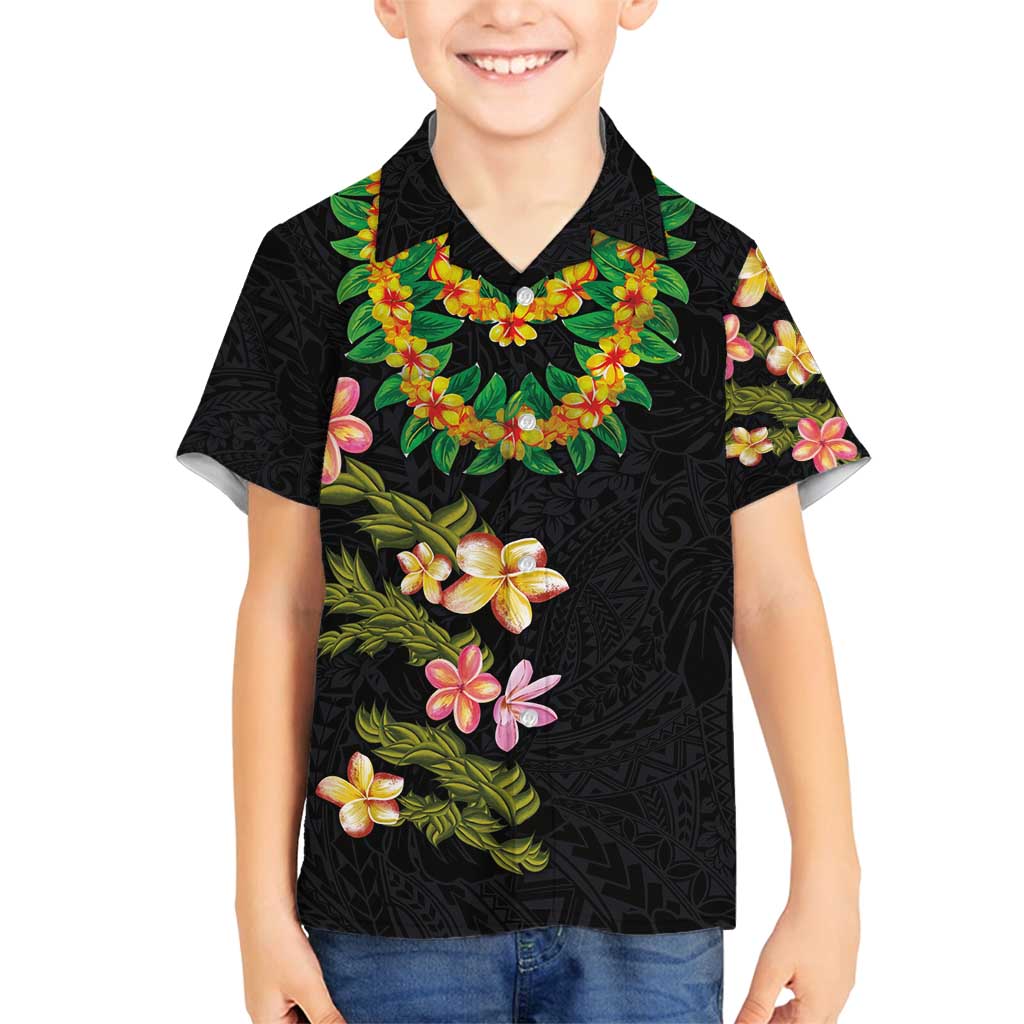 Hawaiian Lei Plumeria and Tropical Leaves Family Matching Summer Maxi Dress and Hawaiian Shirt Watercolor Style