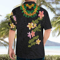 Hawaiian Lei Plumeria and Tropical Leaves Hawaiian Shirt Watercolor Style